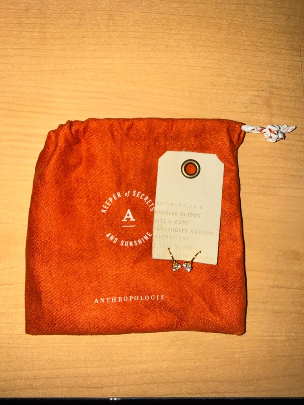 Anthropologie Crystal French Hook Earrings NWT Elegant Gold Drop - Picture 5 of 5